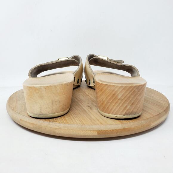 Dr Scholls Wooden Slide Sandals Womens 7 Original Clog Off White Austria Vintage - Picture 7 of 12